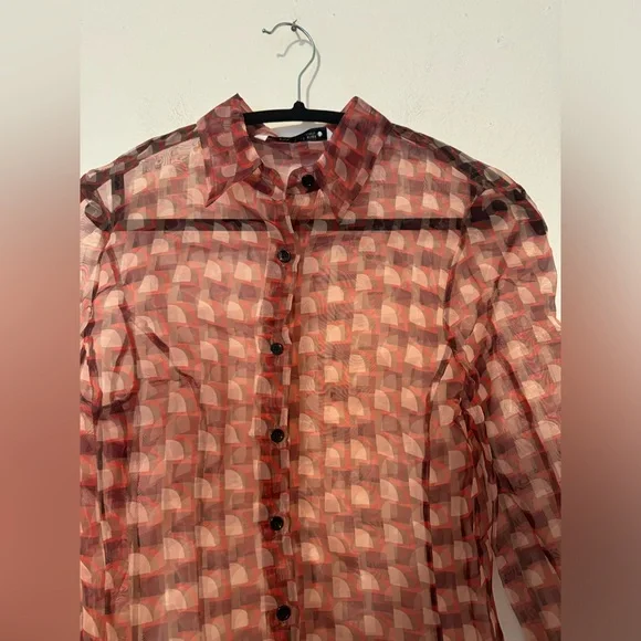 Zara Printed Organza Blouse Small - Picture 6 of 10